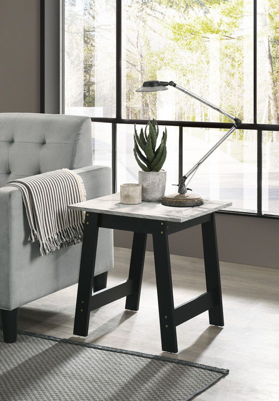 Kenzo - End Table With Faux Marble Top Finish - Black by Couch.com