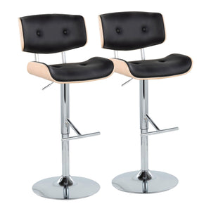 Lombardi - Contemporary Adjustable Barstool With Swivel With Straight T Footrest (Set of 2) by Couch.com