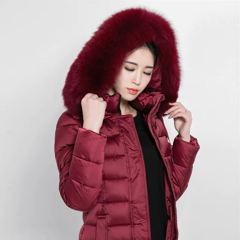 Luxury Women's Winter Coat with Fox Fur Collar