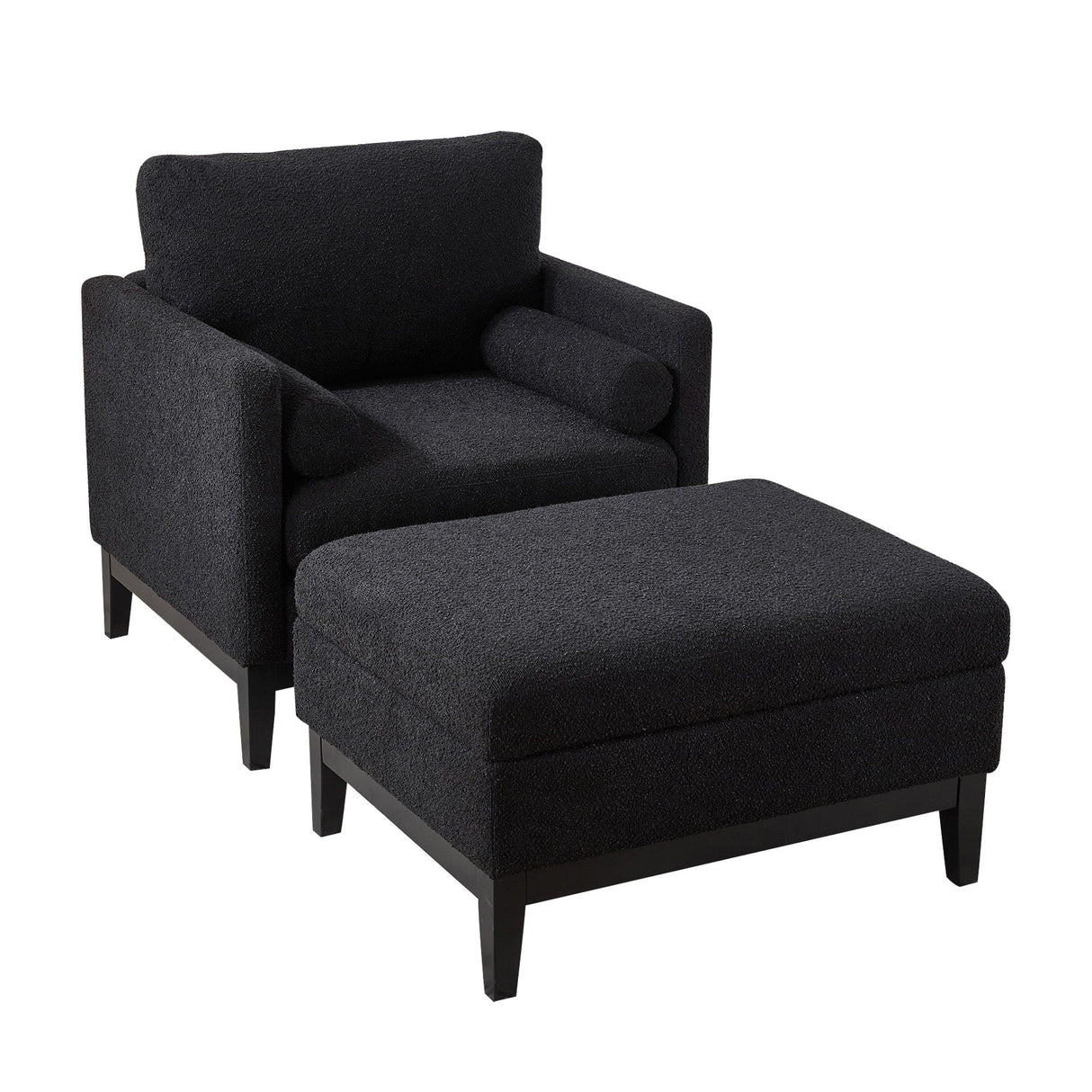 Farmhouse Upholstered Accent Chair With Ottoman, Reversible Lid Coffee Table by Couch.com