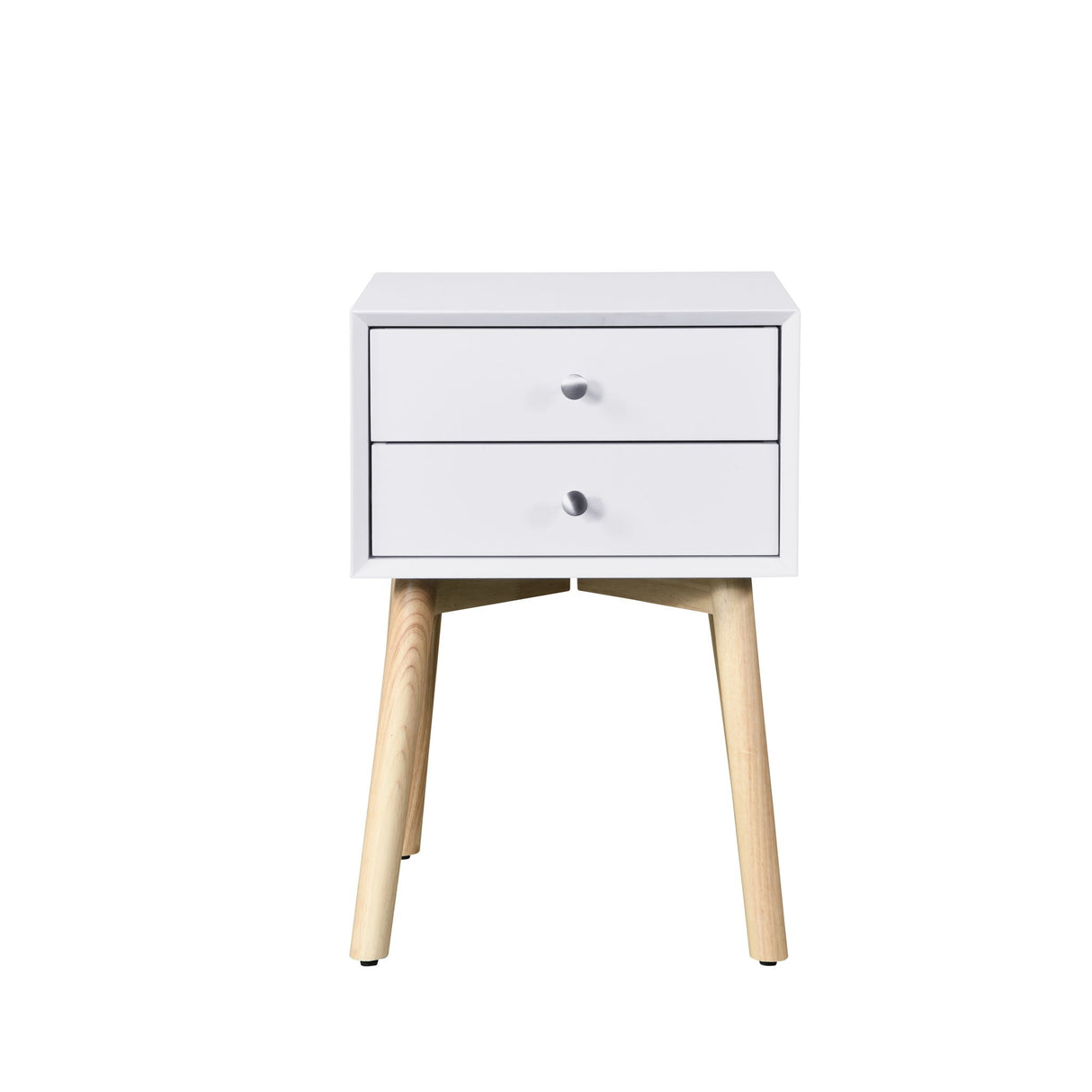 Modern Side Table With 2 Drawer, Mid-Century Storage Cabinet For Bedroom - White by Couch.com