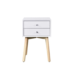 Modern Side Table With 2 Drawer, Mid-Century Storage Cabinet For Bedroom - White by Couch.com