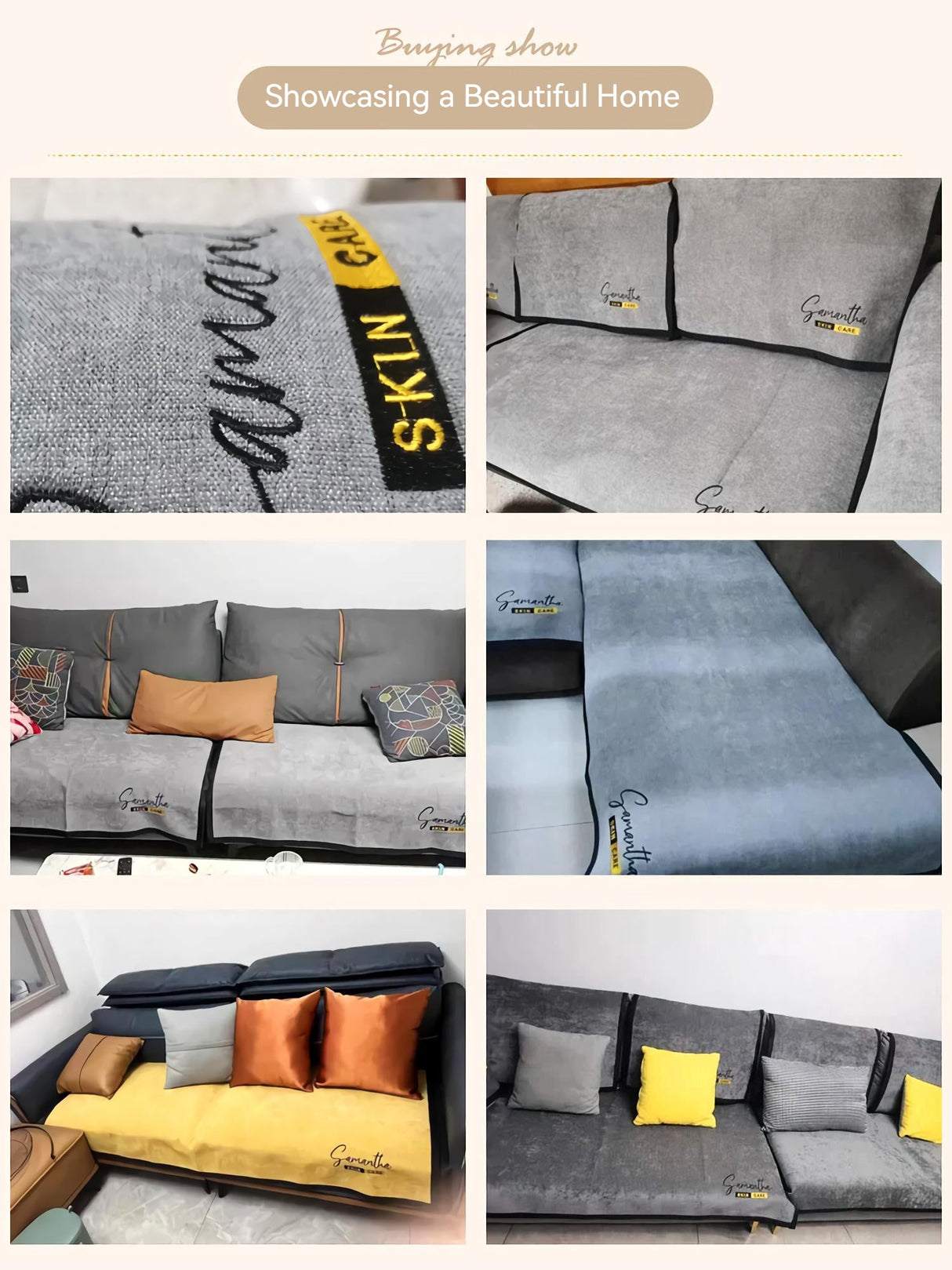 Non-Slip Cat Scratch Furniture Cover for Leather Sofas, Chenille Sofa Towels Covers I