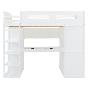Loft Bed With Desk, Wardrobes, 4 Drawers And 4 Shelves by Couch.com