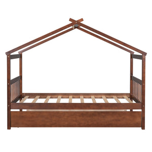 Wooden House Bed With Twin Size Trundle by Couch.com