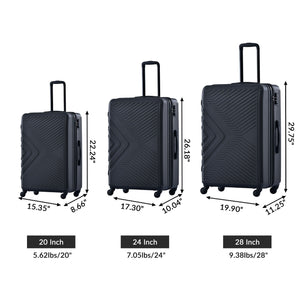 3 Piece Luggage Sets Lightweight Suitcase With Two Hooks, Spinner Wheels, Tsa Lock, Durable Hard Shell by Couch.com
