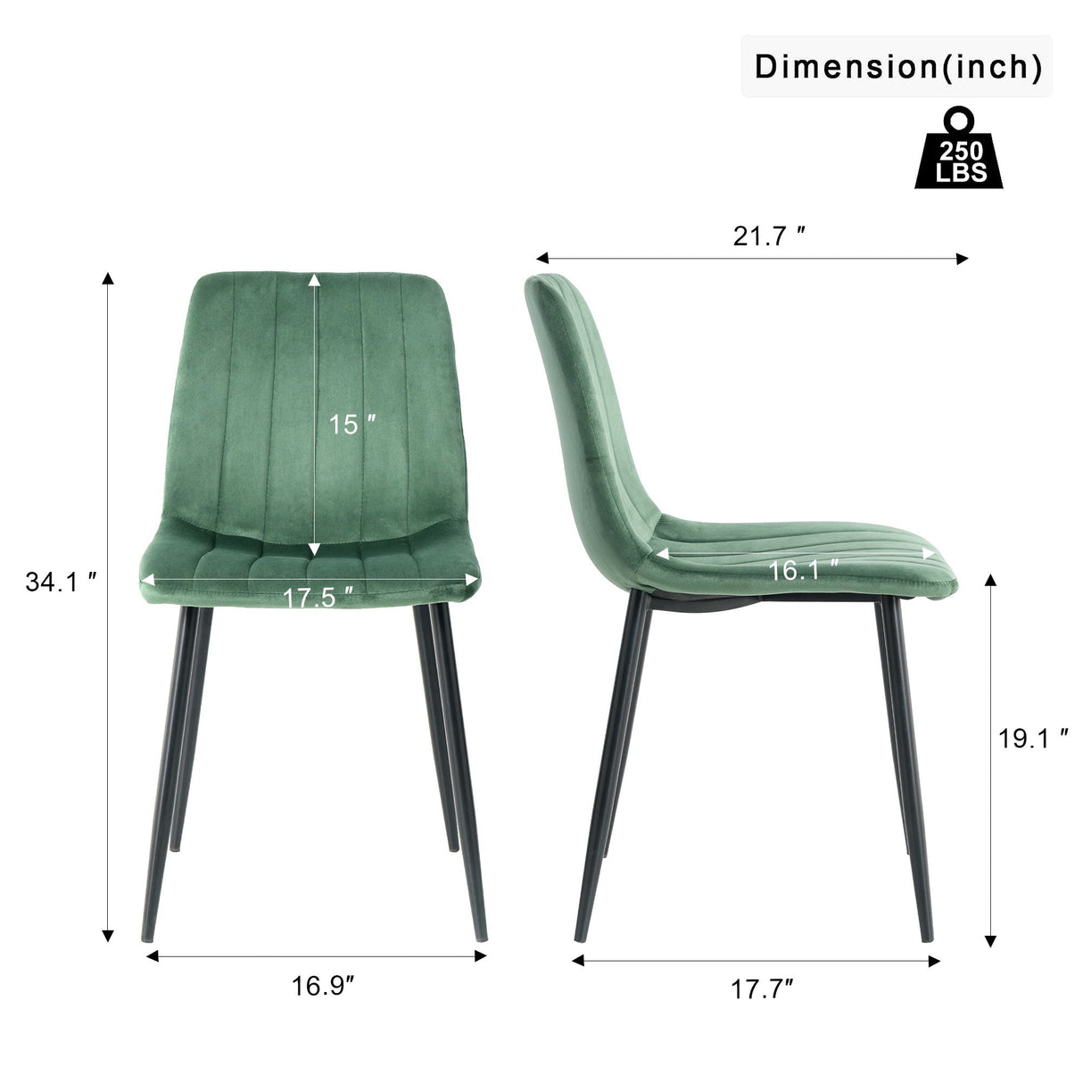 Dining Chair, Modern Kitchen Dining Chair With Cushion Back, Upholstered Side Chair With Coated Metal Legs, Family Kitchen Dining Room And Living Room (Set of 4 by Couch.com