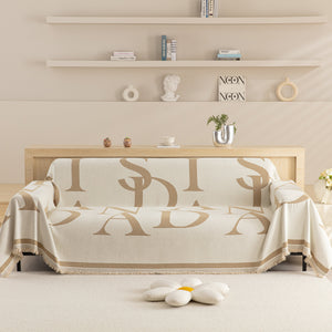 Chenille Jacquard Alphabet Sofa Blanket Cover, L Shape Sofa Cover, Reversible Couch Covers for Dogs