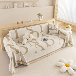 Chenille Jacquard Alphabet Sofa Blanket Cover, L Shape Sofa Cover, Reversible Couch Covers for Dogs