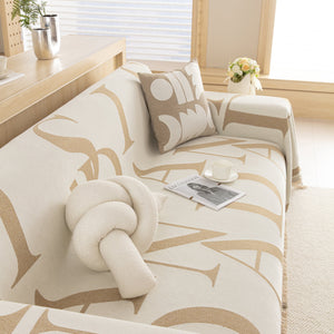 Chenille Jacquard Alphabet Sofa Blanket Cover, L Shape Sofa Cover, Reversible Couch Covers for Dogs