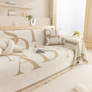 Chenille Jacquard Alphabet Sofa Blanket Cover, L Shape Sofa Cover, Reversible Couch Covers for Dogs