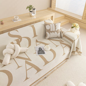 Chenille Jacquard Alphabet Sofa Blanket Cover, L Shape Sofa Cover, Reversible Couch Covers for Dogs