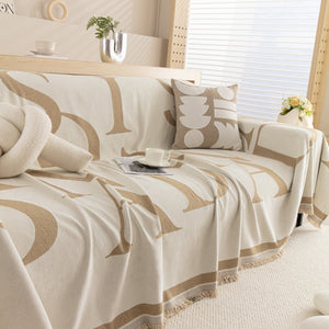 Chenille Jacquard Alphabet Sofa Blanket Cover, L Shape Sofa Cover, Reversible Couch Covers for Dogs