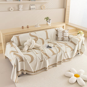 Chenille Jacquard Alphabet Sofa Blanket Cover, L Shape Sofa Cover, Reversible Couch Covers for Dogs