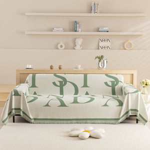 Chenille Jacquard Alphabet Sofa Blanket Cover, L Shape Sofa Cover, Reversible Couch Covers for Dogs