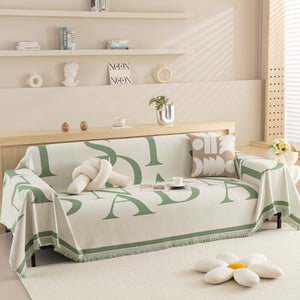 Chenille Jacquard Alphabet Sofa Blanket Cover, L Shape Sofa Cover, Reversible Couch Covers for Dogs