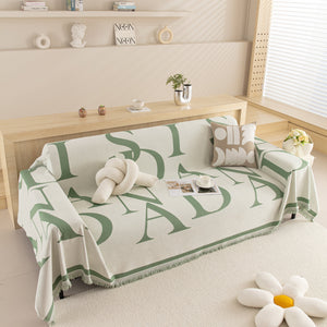 Chenille Jacquard Alphabet Sofa Blanket Cover, L Shape Sofa Cover, Reversible Couch Covers for Dogs