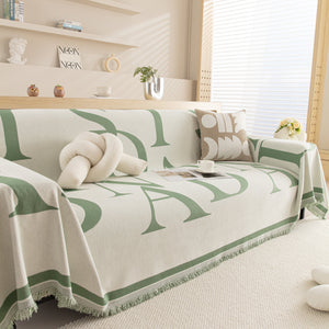 Chenille Jacquard Alphabet Sofa Blanket Cover, L Shape Sofa Cover, Reversible Couch Covers for Dogs