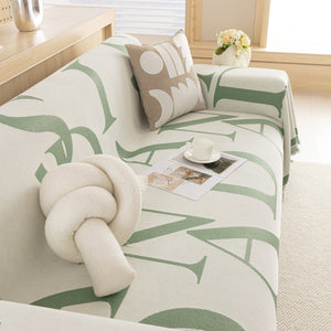 Chenille Jacquard Alphabet Sofa Blanket Cover, L Shape Sofa Cover, Reversible Couch Covers for Dogs