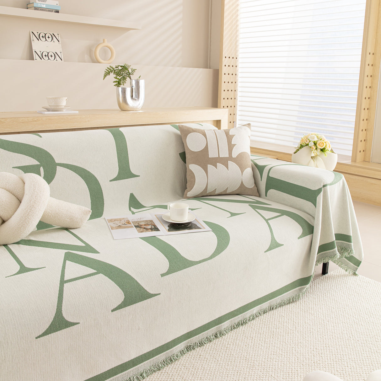 Chenille Jacquard Alphabet Sofa Blanket Cover, L Shape Sofa Cover, Reversible Couch Covers for Dogs