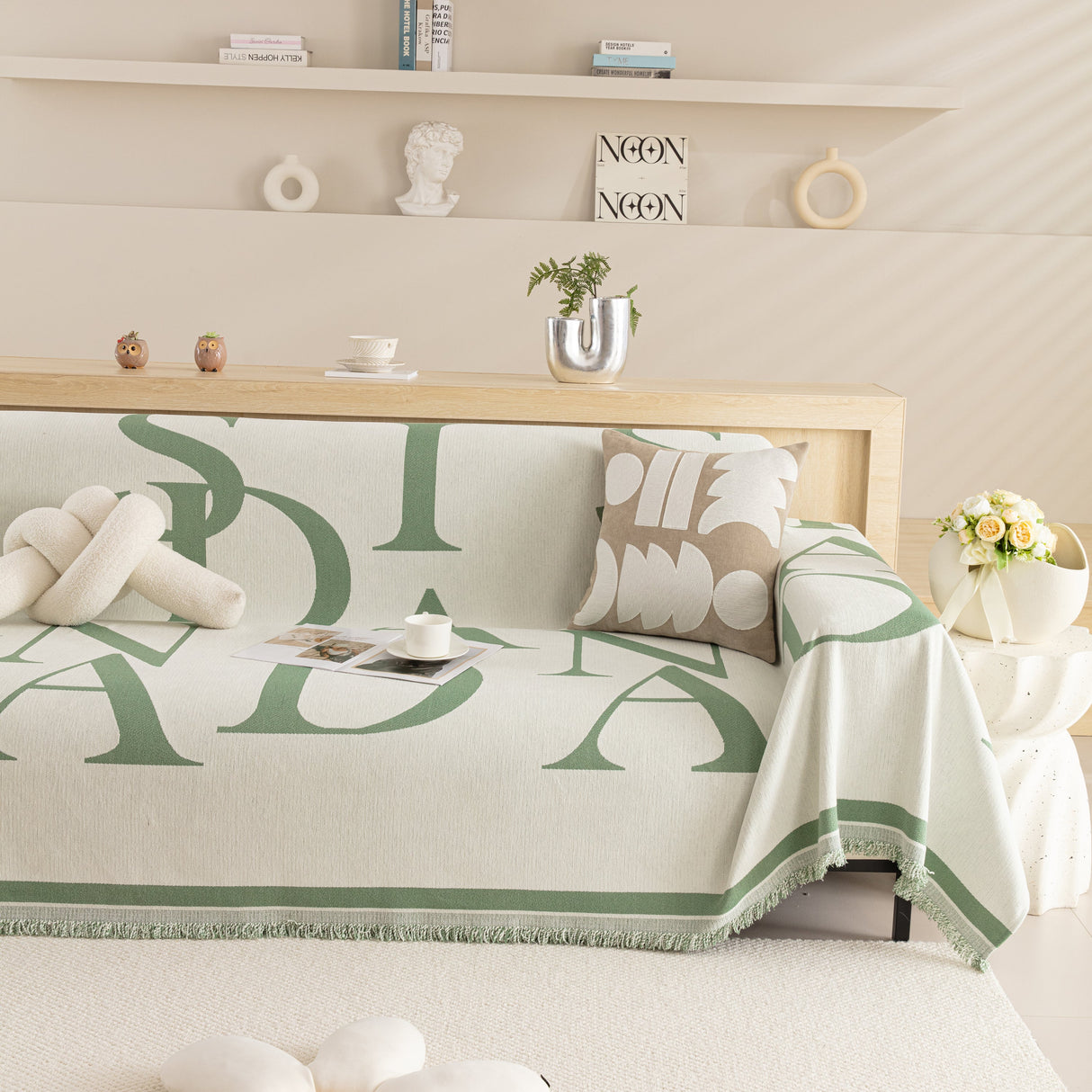 Chenille Jacquard Alphabet Sofa Blanket Cover, L Shape Sofa Cover, Reversible Couch Covers for Dogs