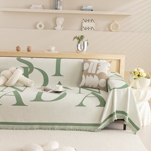 Chenille Jacquard Alphabet Sofa Blanket Cover, L Shape Sofa Cover, Reversible Couch Covers for Dogs