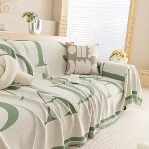 Chenille Jacquard Alphabet Sofa Blanket Cover, L Shape Sofa Cover, Reversible Couch Covers for Dogs