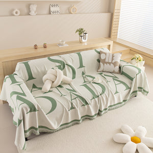 Chenille Jacquard Alphabet Sofa Blanket Cover, L Shape Sofa Cover, Reversible Couch Covers for Dogs