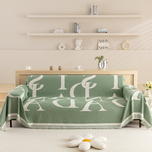 Chenille Jacquard Alphabet Sofa Blanket Cover, L Shape Sofa Cover, Reversible Couch Covers for Dogs