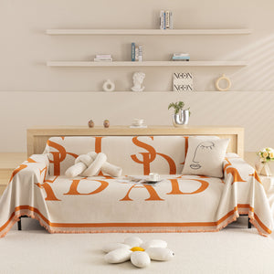 Chenille Jacquard Alphabet Sofa Blanket Cover, L Shape Sofa Cover, Reversible Couch Covers for Dogs