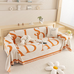 Chenille Jacquard Alphabet Sofa Blanket Cover, L Shape Sofa Cover, Reversible Couch Covers for Dogs