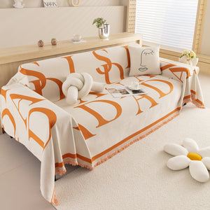 Chenille Jacquard Alphabet Sofa Blanket Cover, L Shape Sofa Cover, Reversible Couch Covers for Dogs