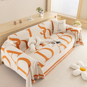 Chenille Jacquard Alphabet Sofa Blanket Cover, L Shape Sofa Cover, Reversible Couch Covers for Dogs