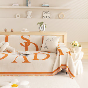 Chenille Jacquard Alphabet Sofa Blanket Cover, L Shape Sofa Cover, Reversible Couch Covers for Dogs