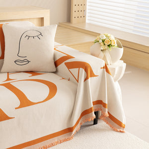 Chenille Jacquard Alphabet Sofa Blanket Cover, L Shape Sofa Cover, Reversible Couch Covers for Dogs