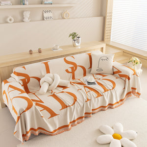 Chenille Jacquard Alphabet Sofa Blanket Cover, L Shape Sofa Cover, Reversible Couch Covers for Dogs