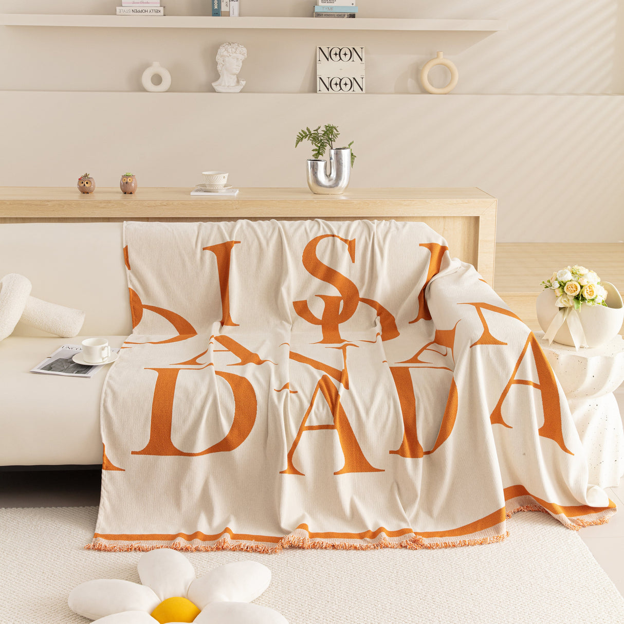 Chenille Jacquard Alphabet Sofa Blanket Cover, L Shape Sofa Cover, Reversible Couch Covers for Dogs