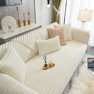 Winter Thickened Rabbit Plush Non-slip Sofa Cushion, Faux Fur Fluffy Furniture Protector