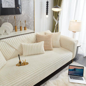 Winter Thickened Rabbit Plush Non-slip Sofa Cushion, Faux Fur Fluffy Furniture Protector