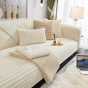 Winter Thickened Rabbit Plush Non-slip Sofa Cushion, Faux Fur Fluffy Furniture Protector