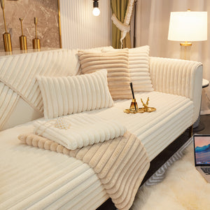 Winter Thickened Rabbit Plush Non-slip Sofa Cushion, Faux Fur Fluffy Furniture Protector