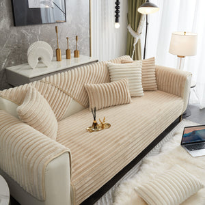 Winter Thickened Rabbit Plush Non-slip Sofa Cushion, Faux Fur Fluffy Furniture Protector