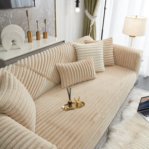 Winter Thickened Rabbit Plush Non-slip Sofa Cushion, Faux Fur Fluffy Furniture Protector