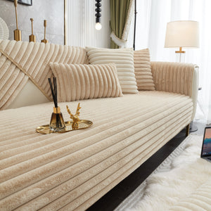 Winter Thickened Rabbit Plush Non-slip Sofa Cushion, Faux Fur Fluffy Furniture Protector