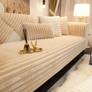 Winter Thickened Rabbit Plush Non-slip Sofa Cushion, Faux Fur Fluffy Furniture Protector