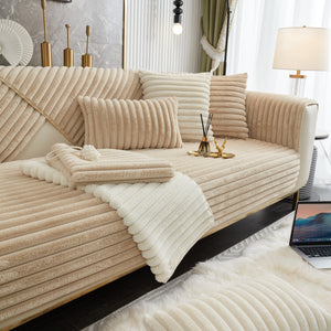 Winter Thickened Rabbit Plush Non-slip Sofa Cushion, Faux Fur Fluffy Furniture Protector