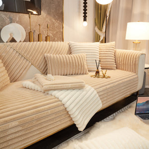 Winter Thickened Rabbit Plush Non-slip Sofa Cushion, Faux Fur Fluffy Furniture Protector