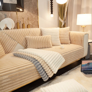 Winter Thickened Rabbit Plush Non-slip Sofa Cushion, Faux Fur Fluffy Furniture Protector