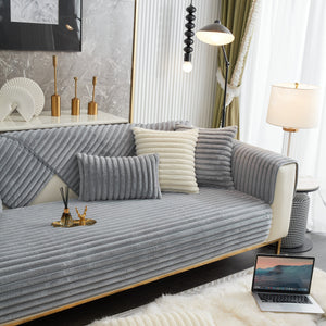 Winter Thickened Rabbit Plush Non-slip Sofa Cushion, Faux Fur Fluffy Furniture Protector