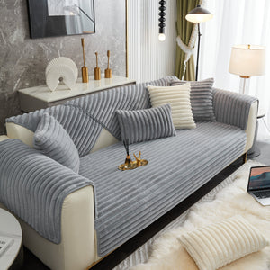 Winter Thickened Rabbit Plush Non-slip Sofa Cushion, Faux Fur Fluffy Furniture Protector